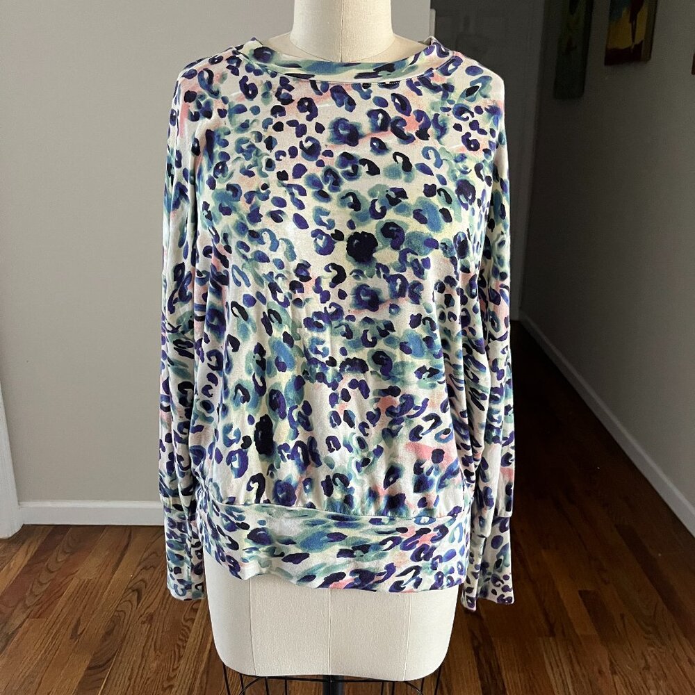 BB Dakota Steve Madden Colorful Leopard Animal Print long sleeve top Y2K Glam S